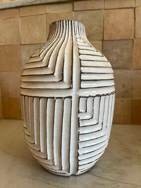 West Elm Ribbed Ceramic Stoneware Vase